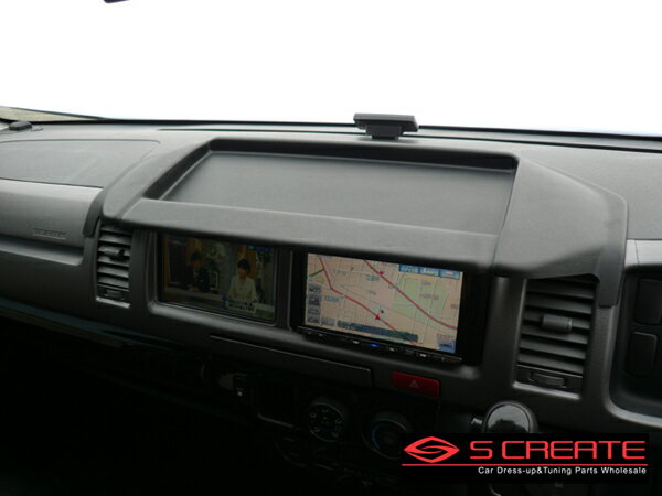 SIXSENSE(シックスセンス) ハイエース200系 1〜3型 ワイド車 トレイ付きナビバイザーVer.1 (シボ) / 標準カラー