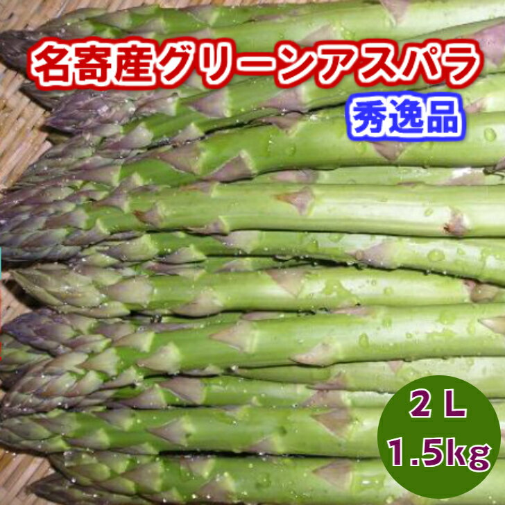 名寄ピアシリ産グリーンアスパラガスで、農協規格2L（1本30g以上）の1．5kg（500gx3）入商品になります。生産者から1日2回の集荷後、オール冷蔵管理による保冷品になります。当商品は最短出荷を志しておりますので、結束及にはなっておりません。最盛期には、結束は1〜2日出荷が遅れるのが通常です。当社商品はその時間を省いておりますので、到着してからの鮮度と日持ちが違います。また規格内サイズ送付の為、太さにバラツキが御座います。結束ものの様に太さを揃えるのは困難ですので、ご理解の上ご購入下さい。※本品は生ものですので冷蔵保管にて、なるべくお早めにお召し上がりください。★この商品は全国一律送料は無料となります！！ ※発送開始は5/25日頃を予定しております。発送開始日よりご注文順にて順次発送致しますので、発送開始日以降のご注文に関しては送付まで5日程度お待ちください。また、天候及び収穫状況により送付が遅れる場合が御座いますので予め御了承下さい。 ※期日指定をご希望の場合は、希望到着日の10日以上前にお申し込みください。 ※2Lサイズが近年激減しておりますので、他のサイズより送付が遅れる場合が多くなります事を御了承下さい。