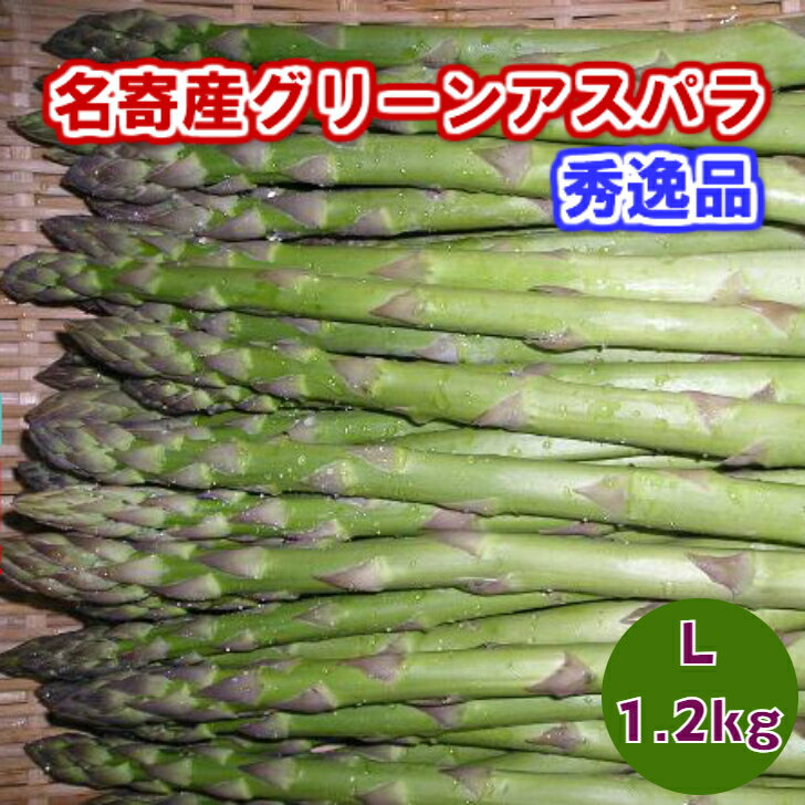 特選アスパラガス　北海道　名寄産　グリーンアスパラ（露地アスパラ）　L　1．2kg（400gx3）【送料無料】【二重選別の秀逸品】【5月下旬発送開始】