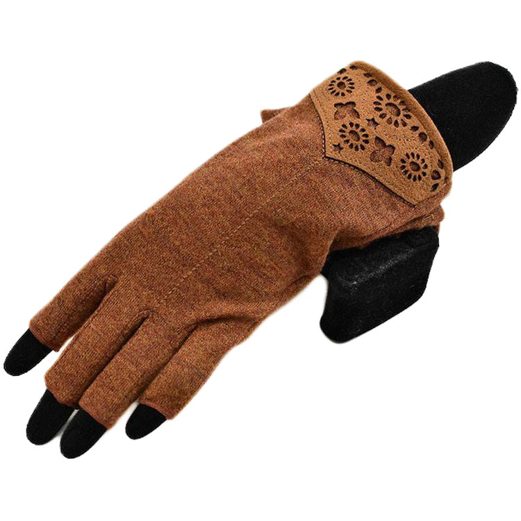 アナスイ 手袋 指なし レディース ブランド ANNA SUI ウール キャメル 21-22cm 防寒 グローブ 女性 婦人 x1x ホワイトデー