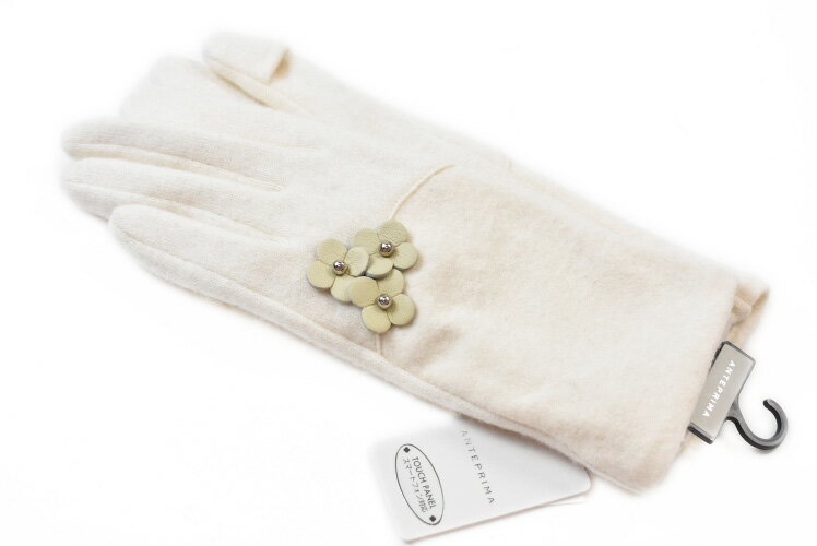 アンテプリマ 手袋 レディース ブランド ANTEPRIMA ウール カシミヤ混 フィオーリ デザイン スマホ対応 指先スリット 白 オフホワイト 21-22c...