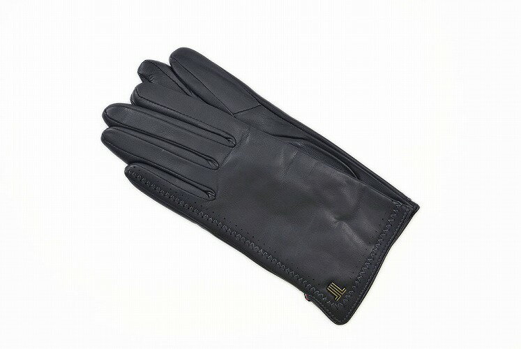 ランバン コレクション 手袋 レディース ブランド LANVIN COLLECTION ラムレザー ウール カシミヤ混 ジグザグ ステッチデザイン スマホ対応 グレー 20cm 21cm 女性 婦人 グローブ 防寒 カシミア