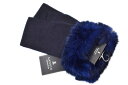 ランバン コレクション 手袋 レディース ブランド LANVIN COLLECTION カシミヤ 100 ラビットファー 指なし 21-22cm フィンガーレス 紺 ネイビー 女性 婦人 グローブ 防寒 カシミア