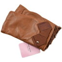 ケイトスペード ニューヨーク 手袋 レディース ブランド KateSpade NEWYORK 指なし ラムレザー グログランリボン ウール カシミヤ混 キャメル...