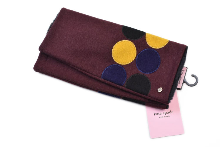 ケイト スペード ニューヨーク 手袋 レディース ブランド kate spade NEW YORK 指なし ドット 21-22cm フィンガーレス ワイン × ...