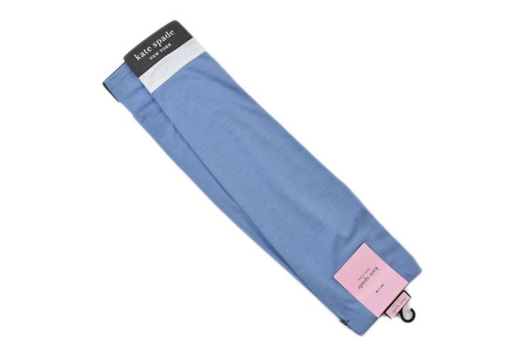 ケイト スペード ニューヨーク UV ロング 手袋 レディース ブランド kate spade new york トリプルカラー × ロゴ デザイン 青 サックス ブルー × 白 ホワイト × グレー 21-22cm 女性 婦人 日焼け防止 冷房対策 アームカバー
