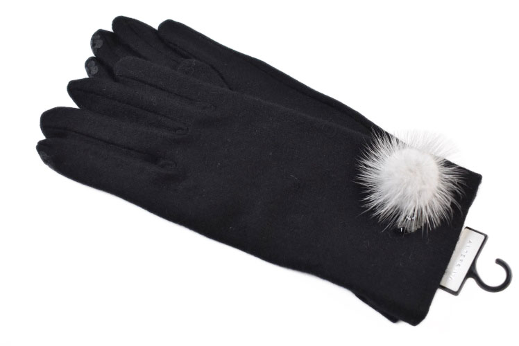 アンテプリマ 手袋 レディース ブランド ANTEPRIMA カシミヤ混 フィオーリ ミンクファー アニマル デザイン スマホ対応 ブラック 21-22cm 女...