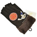 クラウス ハーパ二エミ 手袋 レディース ブランド KLAUS HAAPAIEMI 指なし ウール カシミヤ 混 月 オコジョ 刺繍 茶 ブラウン 21 - 2...