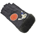 クラウス ハーパ二エミ 手袋 レディース ブランド KLAUS HAAPAIEMI 指なし ウール カシミヤ混 月 オコジョ 刺繍 チャコール グレー 21-2...