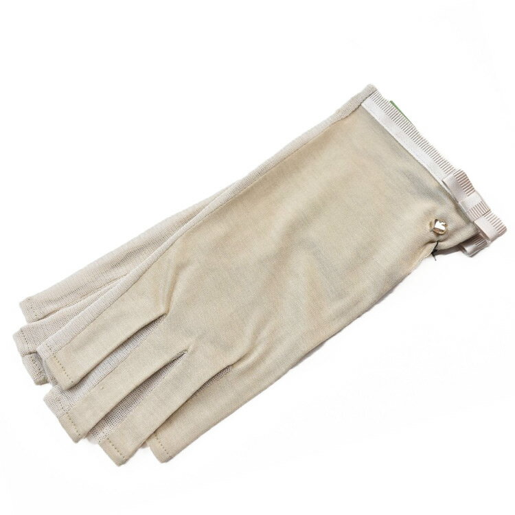 ケイトスペード ニューヨーク UV ショート 指切り 手袋 日焼け防止 運転 夏用 レディース ブランド kate spade new york リボン スペード チャーム ベージュ 21-22cm 女性 婦人 20代 30代 40代 50代 60代 UV対策