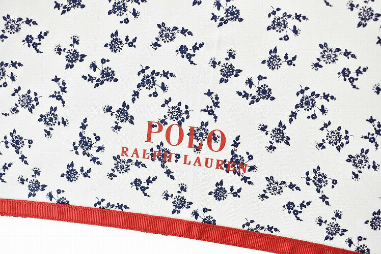 ポロ ラルフローレン 傘 雨傘 長傘 レディース ブランド POLO Ralph Lauren 花 フラワー デザイン 白 ホワイト × 紺 ネイビー レッド パイピング 58cm 女性 婦人 紙タグ無 【あす楽】