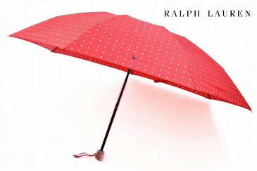 ポロ ラルフローレン 雨傘 折りたたみ 傘 レディース ブランド POLO Ralph Lauren ドット 赤 レッド × 白 ホワイト 55cm 女性 婦人 【あす楽】