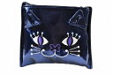 アナスイ エコバッグ レディース ブランド ANNA SUI キャット ネコ ねこ 猫 フェイス ポケット ミニエコバッグ メタリック ネイビー 紺 女性 婦人 【あす楽】