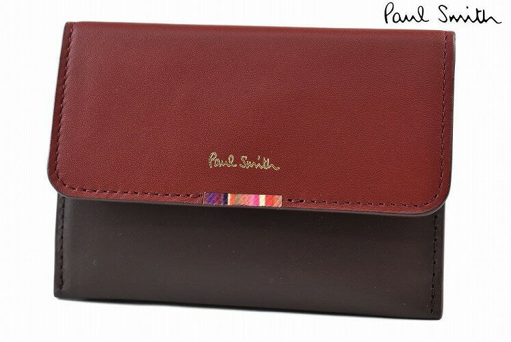 ポールスミス 名刺入れ ポールスミス パスケース カードケース 定期入れ レディース ブランド Paul Smith クロスオーバーストライプタブ 専用箱付 赤 レッド × ワイン 女性 婦人 PWD941 【あす楽】