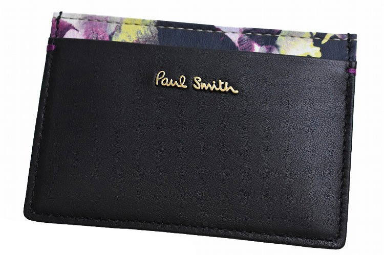 ポール・スミス 名刺入れ ポールスミス パスケース 定期入れ レディース ブランド Paul Smith レザー ヘイジーパンジー トリム 専用箱付 黒 ブラック 女性 婦人 ビジネス IDカード カードケース 名刺入れ 本革 PWA360 x1x 【あす楽】