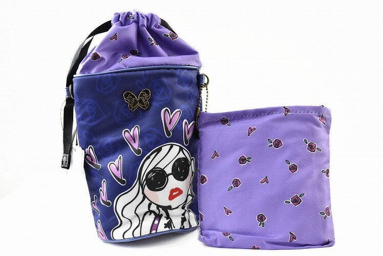 アナスイ ポーチ エコバッグ セット レディース ブランド ANNA SUI × Josie's RUNWAY ショルダーベルト 付 ペットボトルケース型 ポーチ 紺 ネイビー × パープル 女性 婦人 【あす楽】