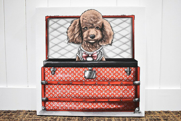 オリバーガル 絵画 絵 ルイ ヴィトン バッグ トイ プードル TRAVELING POODLE Oliver Gal 40.6x40.6cm (16x16inch) おしゃれ 壁掛け アートパネル インテリア アートポスター キャンパスアート 玄関 に 飾る 結婚祝い 誕生日祝い 