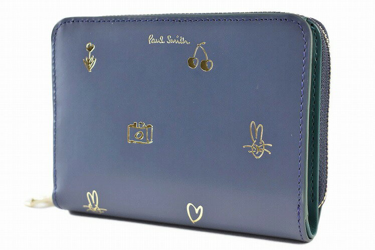 ポールスミス 二つ折り財布 二つ折り 財布 ラウンドファスナ― レディース ブランド Paul Smith ミックスドゥードゥル ラベンダー 専用箱付 女性 婦人 本革 さいふ サイフ お財布 革 50代 40代 30代 20代 使いやすい プレゼント ギフト 人気 ハイブランド BPW412