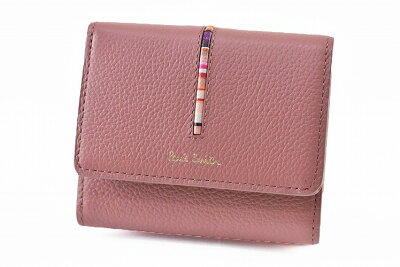 ポールスミス ミニ財布 三つ折り がま口 財布 レディース ブランド Paul Smith インセットクロスオーバー ストライプ コンパクト 専用箱付 ピンク 女性 婦人 本革 PWD654 【あす楽】