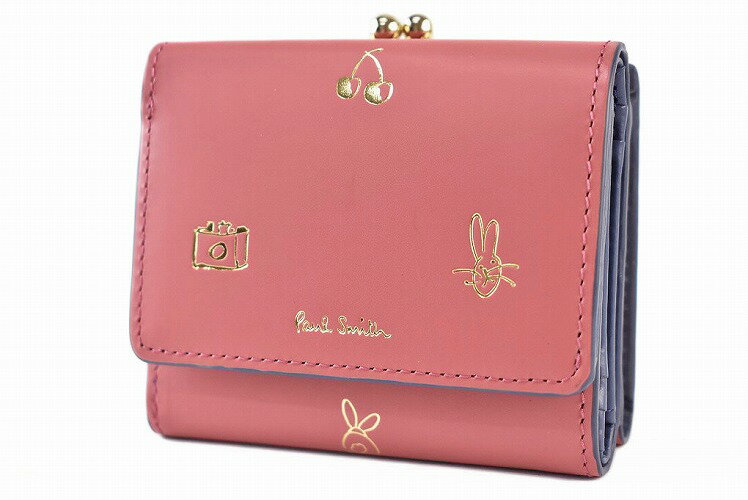 ポールスミス ミニ財布 財布 三つ折り がま口 レディース ブランド Paul Smith ミックスドゥードゥル 箱付 ピンク 女性 婦人 本革 コンパクト 小さめ さいふ サイフ お財布 革 50代 40代 30代 20代 使いやすい 二つ折り 三つ折り財布 ハイブランド BPW411 【あす楽】