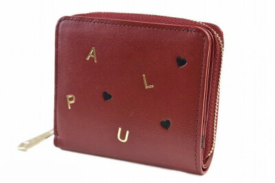 ポールスミス ミニ財布 二つ折り 財布 コンパクト ラウンドファスナー レディース ブランド PaulSmith PSレターズ 箱無 赤 レッド 女性 婦人 本革 KPW022 訳あり 母の日