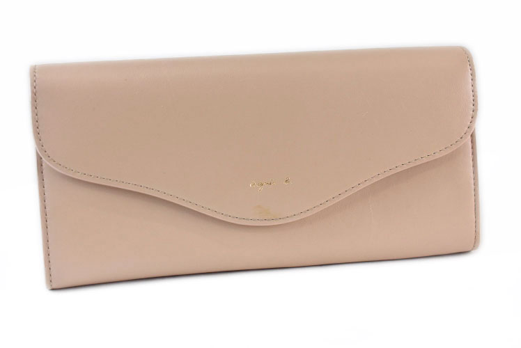 アニエスベー ボヤージュ 長財布 財布 レディース ブランド agnes b.Voyage フラップ かぶせ 専用箱付 ベージュ ロングウォレット 本革 女性 婦人 訳あり
