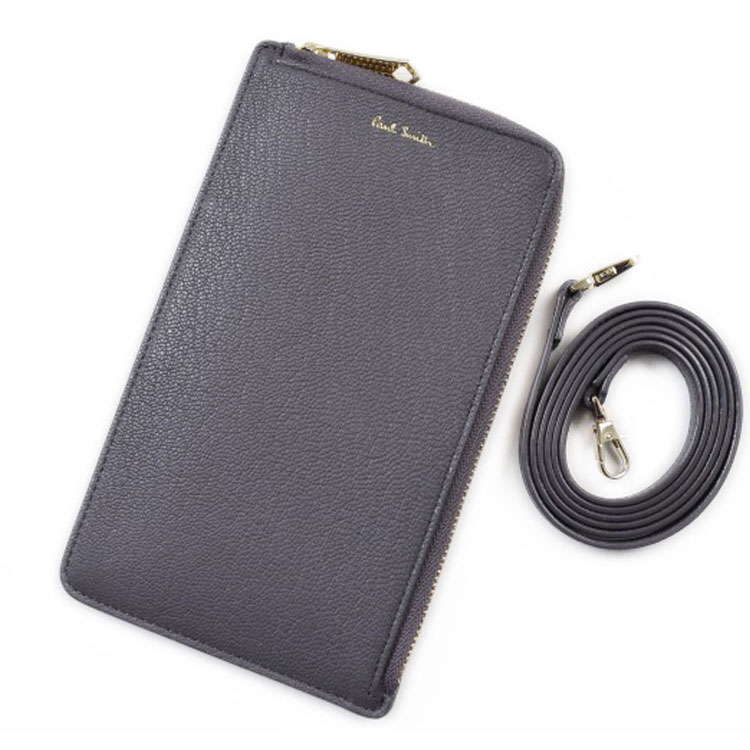 ポールスミス スマホショルダー レディース スマホショルダーバッグ スマホケース スマホ ショルダーストラップ ストラップ ポーチ ショルダー スマホポーチ ブランド 大人 かわいい 本革 仕事用 ミニショルダー ポシェット フォンホルダー グレー BPW055
