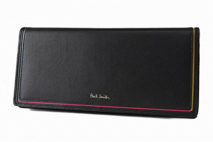 ポール・スミス 長財布 レディース ポールスミス 財布 長財布 レディース Paul Smith スワール カラー ライン アクセント 専用箱付 ブラック 黒 女性 婦人 本革 BPW085 母の日 【あす楽】