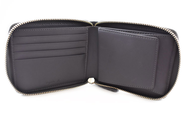 Selectshop seasonのアニエスベー 財布 二つ折り財布 レディース ブランド agnes b. ラウンドファスナー ミニウォレット 専用箱付 グレー 女性 婦人 本革 革 50代 40代 30代 20代 コンパクト 訳あり｜アングル3