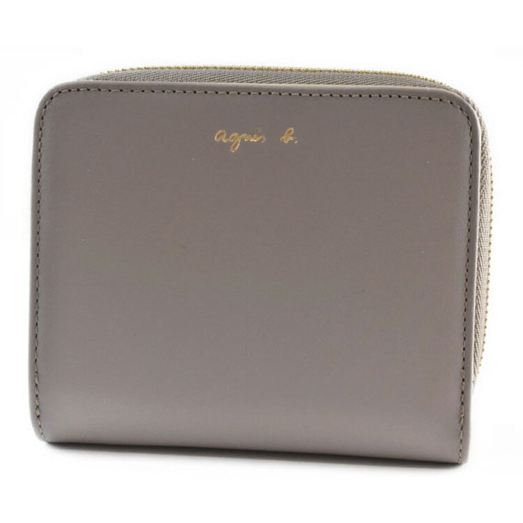 アニエスベー 財布 二つ折り財布 レディース ブランド agnes b. ラウンドファスナー ミニウォレット 専用箱付 グレージュ 女性 婦人 本革 革 50代 40代 30代 20代 コンパクト 訳あり