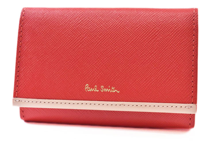 ポールスミス 名刺入れ ポールスミス 名刺入れ カードケース レディース ブランド PaulSmith サフィアーノ 専用箱付 フラップ 赤 レッド 女性 婦人 本革 PWD932 【あす楽】