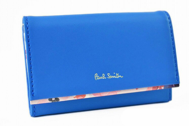 ポールスミス 名刺入れ ポールスミス 名刺入れ カードケース レディース ブランド PaulSmith ペタルプリントトリム フラップ 専用箱付 青 ブルー 女性 婦人 本革 PWD512 訳あり 【あす楽】