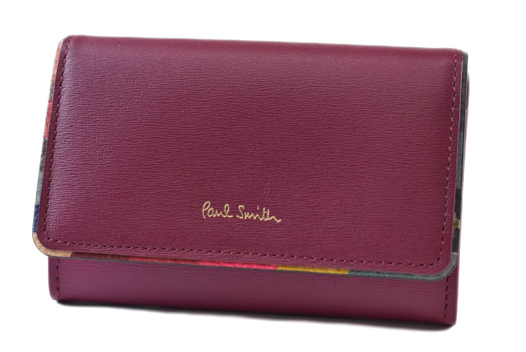 ポール・スミス 名刺入れ ポールスミス 名刺入れ カードケース レディース ブランド PaulSmith スワールトリム 専用箱付 フラップ ラズベリー パープル 女性 婦人 本革 PWD952 【あす楽】