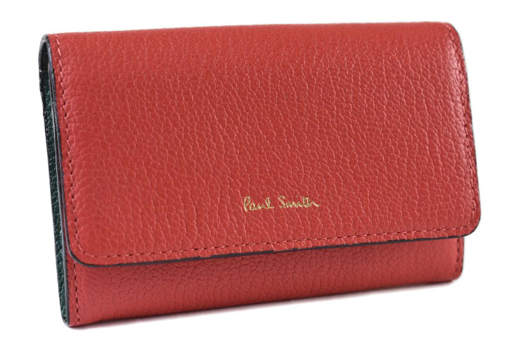 ポールスミス 名刺入れ カードケース レディース ブランド PaulSmith カラーブロックゴート フラップ 専用箱付 オレンジ コーラル 女性 婦人 本革 PWD672