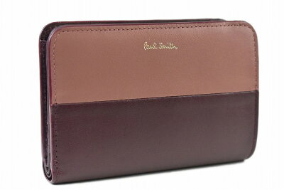 ポールスミス 二つ折り 財布 レディース ブランド Paul Smith バイカラーブロック 箱無 バーガンディ 訳あり 女性 婦人 本革 BPW164 母の日