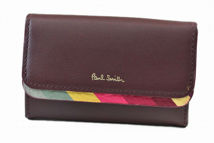 ポールスミス名入れ名刺入れ ポールスミス 名刺入れ カードケース レディース ブランド PaulSmith スワールトリム フラップ 専用箱付 ワイン 女性 婦人 本革 PWD682 【あす楽】