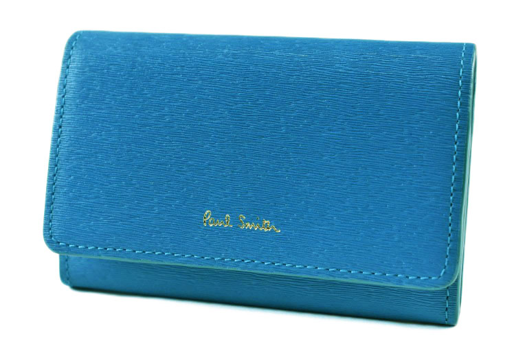 ポールスミス名入れ名刺入れ ポールスミス 名刺入れ カードケース レディース ブランド Paul Smith ストローグレイン レザー 専用箱付 青 ブルー 本革 革 レザー 女性 婦人 カード入れ おしゃれ ギフト PWD822 【あす楽】