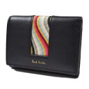 ポールスミス ミニ財布 三つ折り 財布 コンパクト レディース ブランド Paul Smith スワール グループ フラップ 専用箱付 黒 ブラック 女性 婦人...