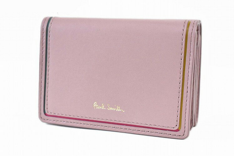 ポールスミス ミニ財布 三つ折り 財布 コンパクト レディース ブランド Paul Smith スワールカラーライン アクセント フラップ 専用箱付 ダスティ ピンク 女性 婦人 本革 BPW083 母の日