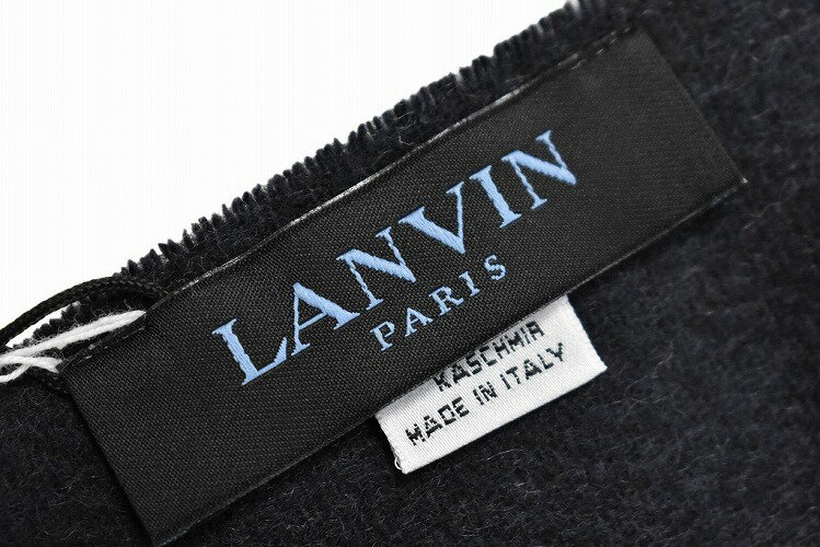 ランバン パリス マフラー レディース ブランド LANVIN PARIS カシミヤ 100％ イタリア製 バイカラー チャコールグレー × ネイビー ｜ 女性 婦人 カシミア ホワイトデー 【あす楽】