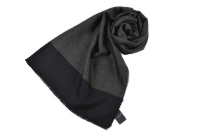 ランバン パリス ストール マフラー メンズ ブランド LANVIN PARIS ウール 100% バイカラー デザイン カーキ × 黒 ブラック イタリア製 男性 紳士 x1x