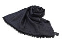 ランバン パリス ストール マフラー メンズ ブランド LANVIN PARIS ウール 100% ロゴ 刺繍 デザイン ネイビー 系 イタリア製 男性 紳士 ...