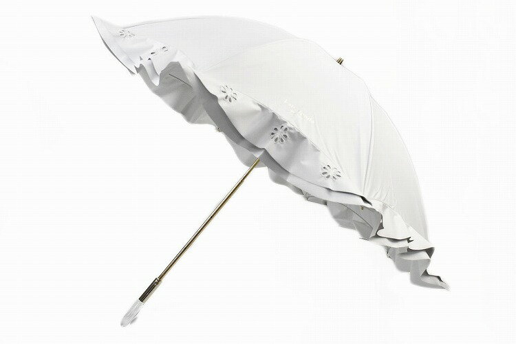 ケイトスペード ニューヨーク 日傘 傘 レディース UV 晴雨兼用 遮光 遮熱 一級遮光生地使用 ブランド kate spade new york フリル × フラワー カットワーク 刺繍 デザイン プチパラ 白 ホワイト 50cm 女性 婦人 ケート