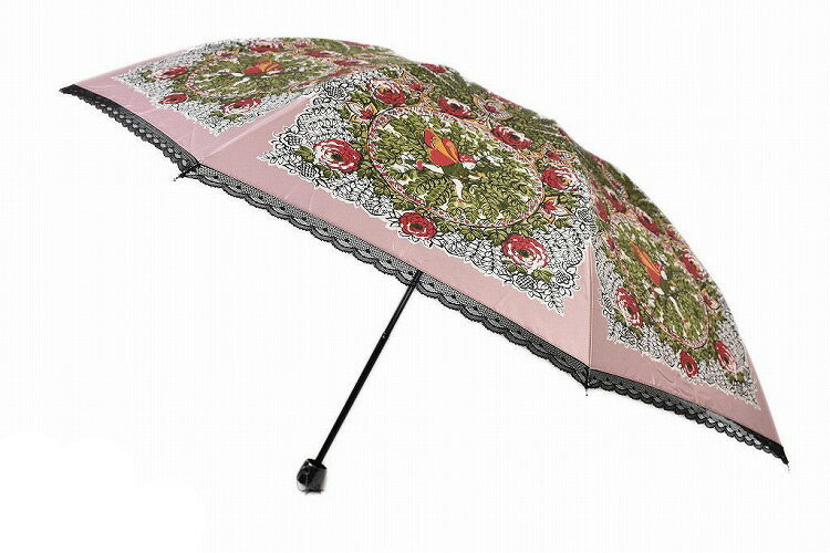 アナスイ アナスイ 折りたたみ 傘 雨傘 レディース ブランド ANNA SUI フラワー 花 × ピコ レース ピンク ベージュ 55cm 女性 婦人 日本製 x1x 【あす楽】