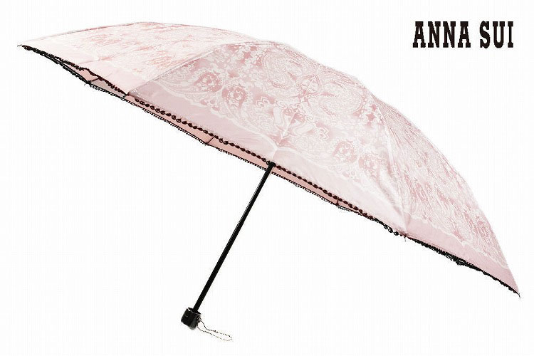 アナスイ アナスイ 折りたたみ 傘 雨傘 レディース ブランド ANNA SUI ピコ レース デザインプリント ライト ピンク 55cm 女性 婦人 x1x 【あす楽】