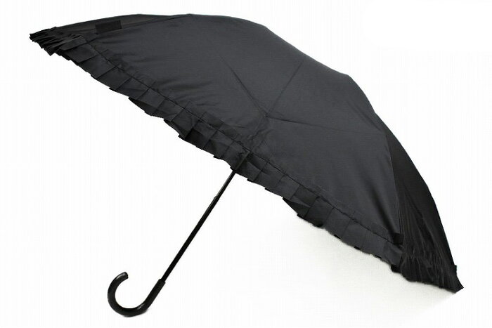 アナスイ 折りたたみ傘 雨傘 レディース ブランド ANNA SUI フリル × グログランリボンベルト 黒 ブラック 55cm | 女性 婦人 訳あり 【あす楽】