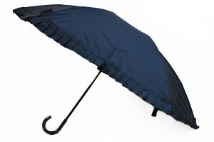 アナスイ 折りたたみ 傘 雨傘 レディース ブランド ANNA SUI フリル × グログラン リボン ベルト 濃紺 ダーク ネイビー 55cm 女性 婦人 x1x 【あす楽】