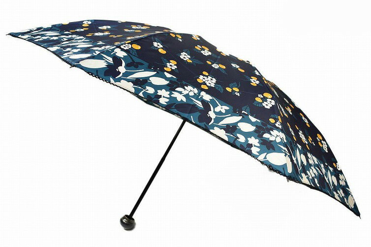 アナスイ 折りたたみ 傘 雨傘 レディース ブランド ANNA SUI フラワー チェリー × ピコ レース ネイビー 55cm 女性 婦人 x1x 