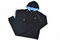 ヒューゴ ボス ボディウェア メンズ ブランド HUGO BOSS ラウンジウエア 薄手 上下 セット Mix & Match ジップアップ パーカ ストレッチ スウェット ルームウェア 長袖 ロングパンツ 春 秋 インポートサイズ M チャコール 黒 ブラック 男性 紳士