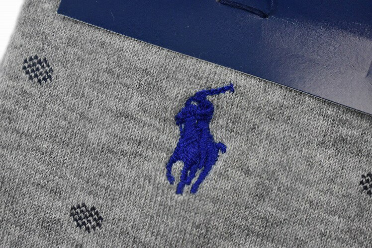 ポロ ラルフローレン 靴下 1足 メンズ ブランド POLO Ralph Lauren ライト グレー ドット ロゴ 刺繍 25-27cm 男性 紳士 カジュアル ビジネス ソックス 男性 紳士 【あす楽】